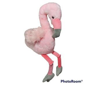 Pink Flamingo 25" Plush Stuffed Animal Sitting Shelf Chair Sitter Sparkle Wings